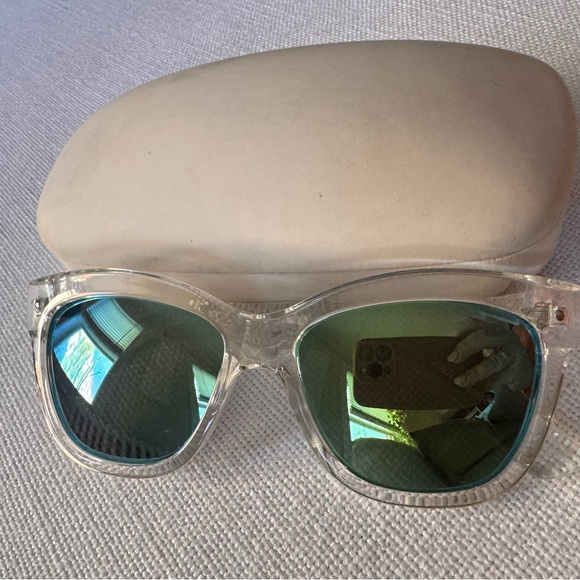🚨MOVING SALE Zara Sunglasses. Clear frame with blue / green mirrored lenses. - Picture 1 of 2